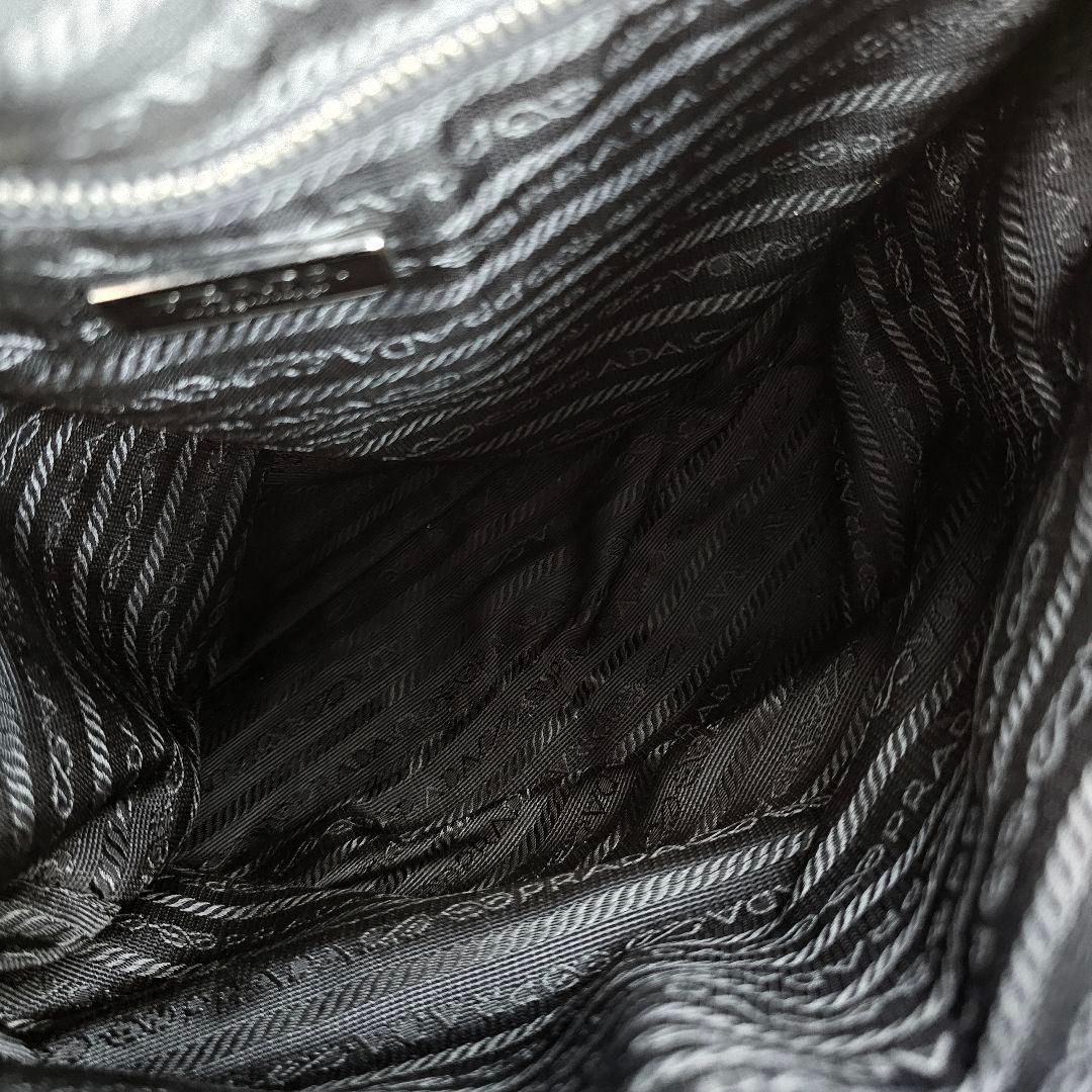 美品 プラダ PRADA 三角ロゴ レザー切替 ショルダー メッセンジャーバッグ