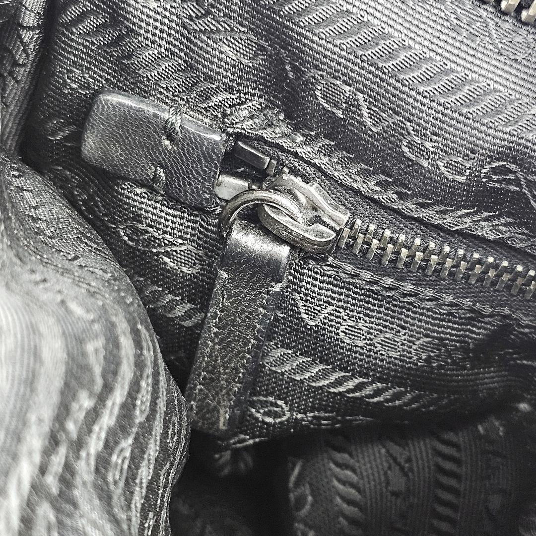 美品 プラダ PRADA 三角ロゴ レザー切替 ショルダー メッセンジャーバッグ