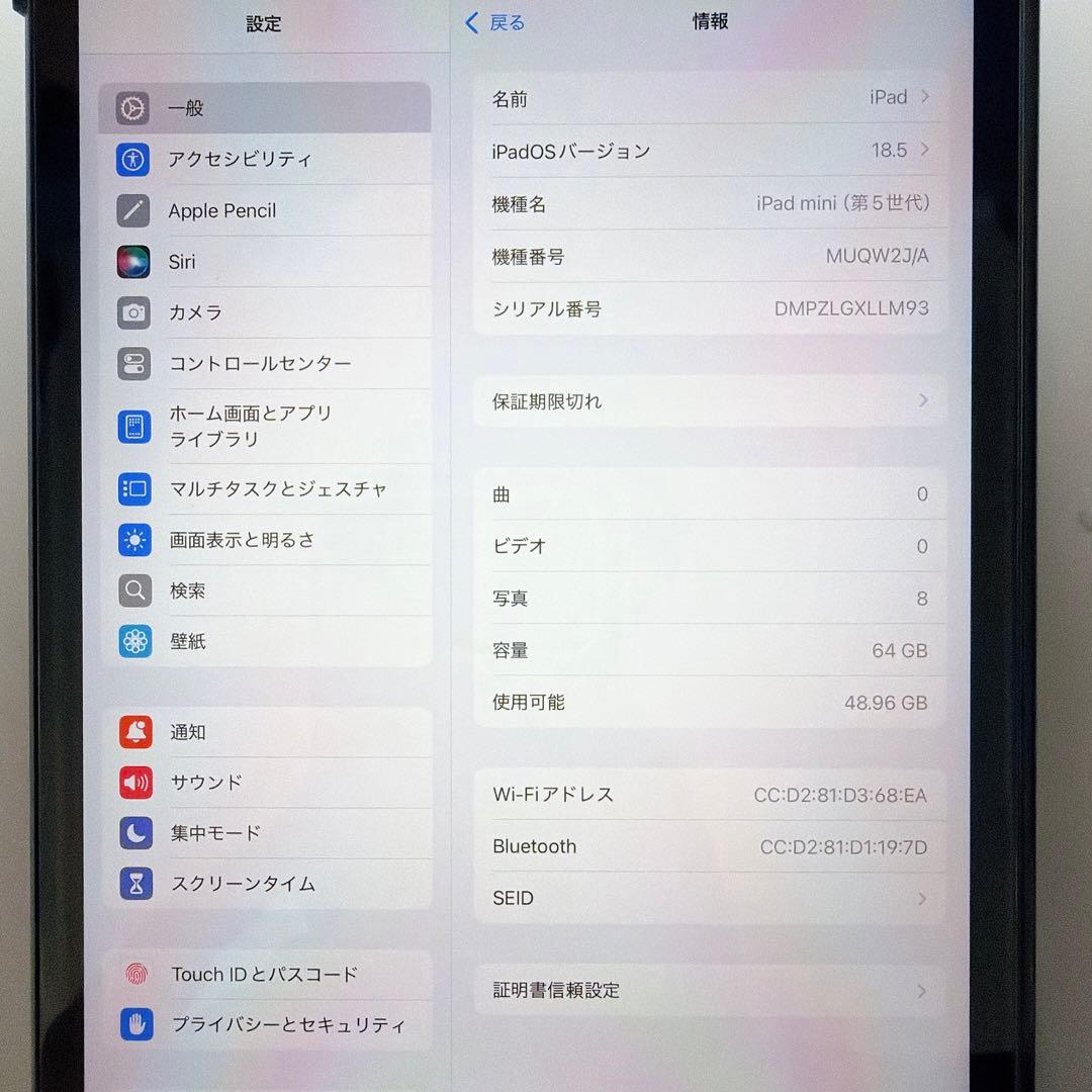 Apple iPad mini 第5世代WiFiモデル 64GB スペースグレー