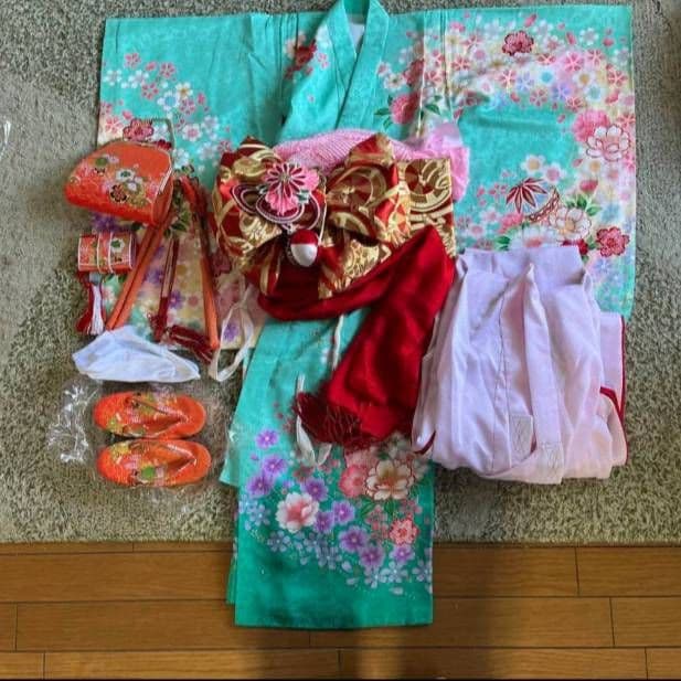 ※商品欄説明必読※　七五三 着物セット 水色 花柄