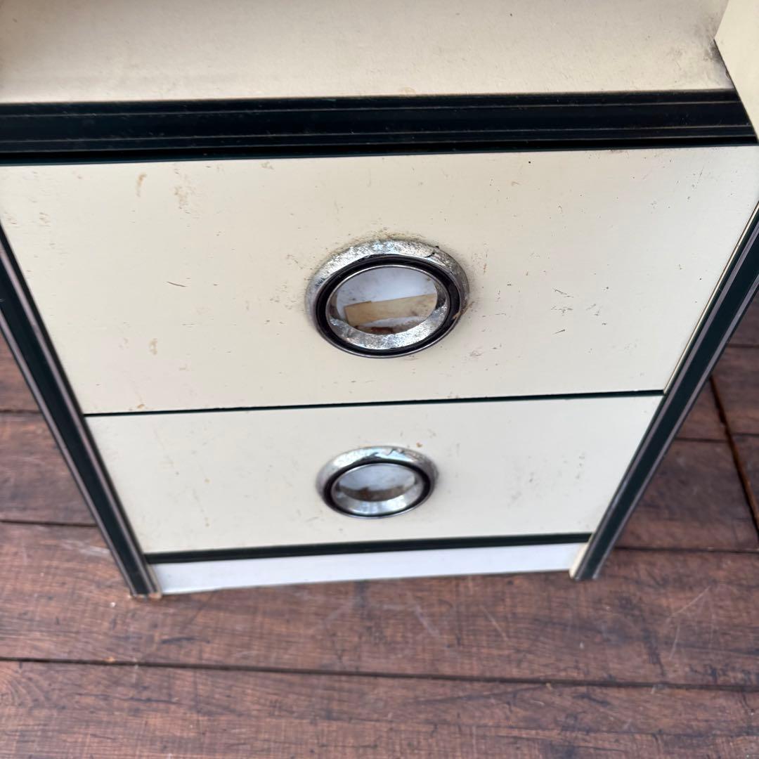 昭和レトロ レトロポップ 木製スリムキャビネット 8段 古家具 古道具ビンテージ