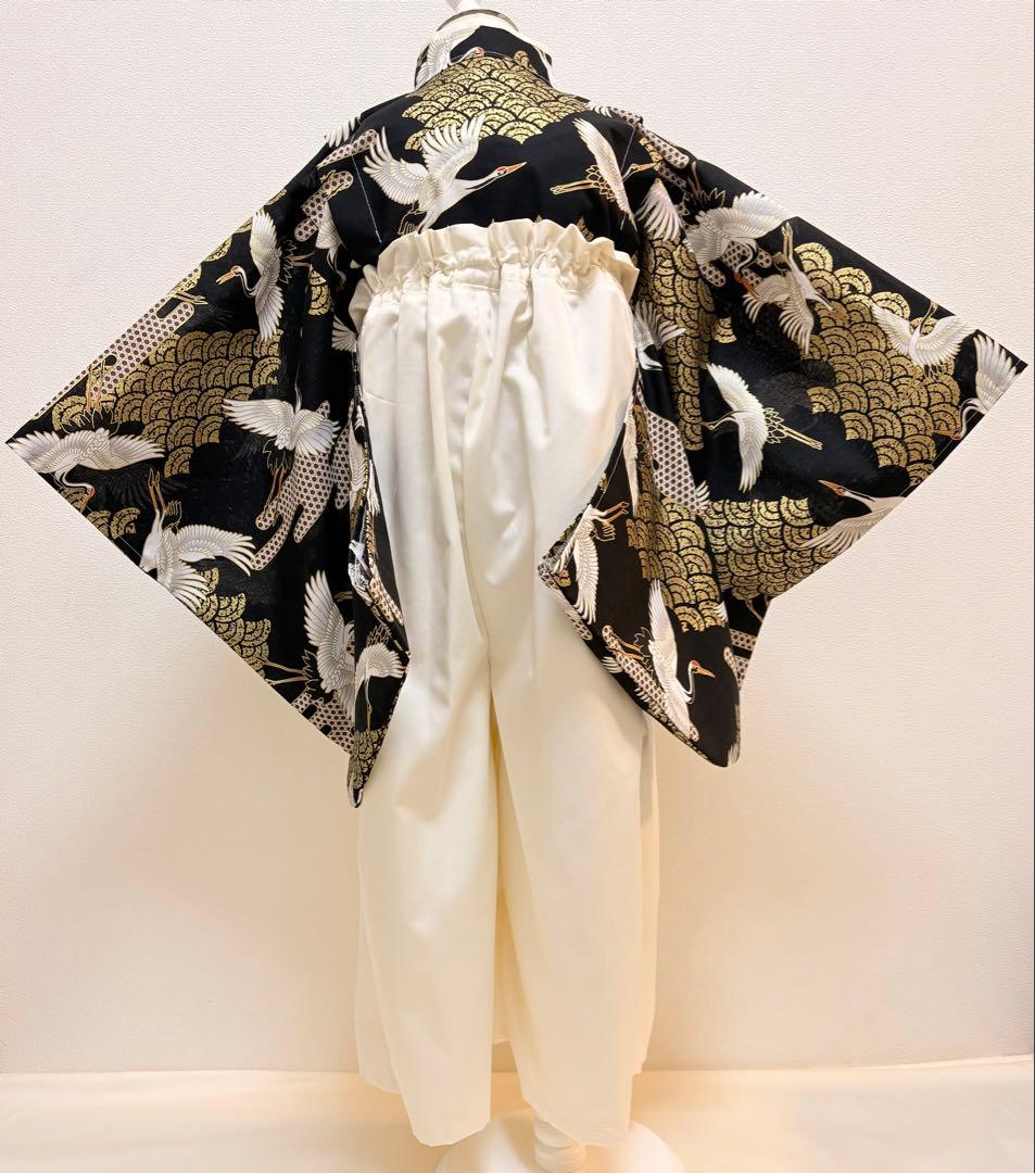 【専用】ハンドメイド　ベビー袴　キッズ袴◆鶴ブラック◆ 130サイズ