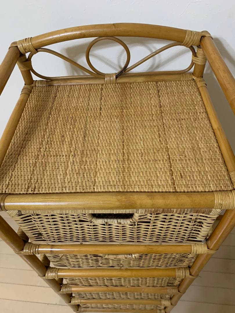 ラタン チェスト　5段 アンティーク レトロ インテリア 籐 アジアン家具 家具