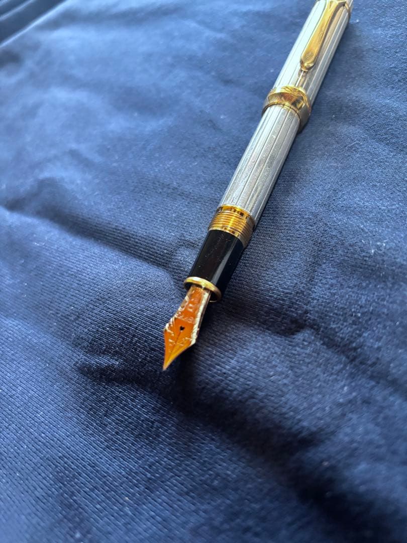 プラチナ万年筆銀無垢k18細字（F）