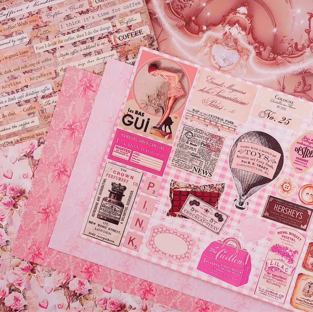 新作②ラブレター♡A4デザインペーパー　70枚♡バレンタイン　コラージュ　素材