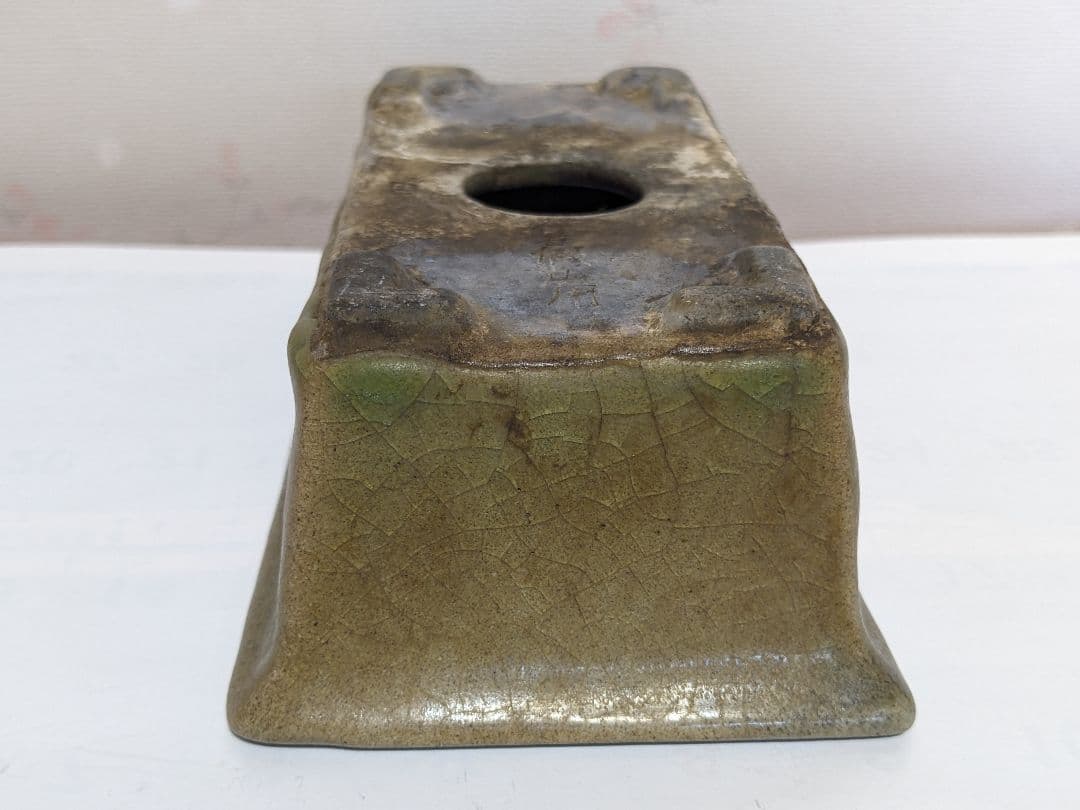 ♦中国古玩 長方形辰砂ミニ盆栽鉢 北京紫禁城 建福宮印 古美術品 骨董品