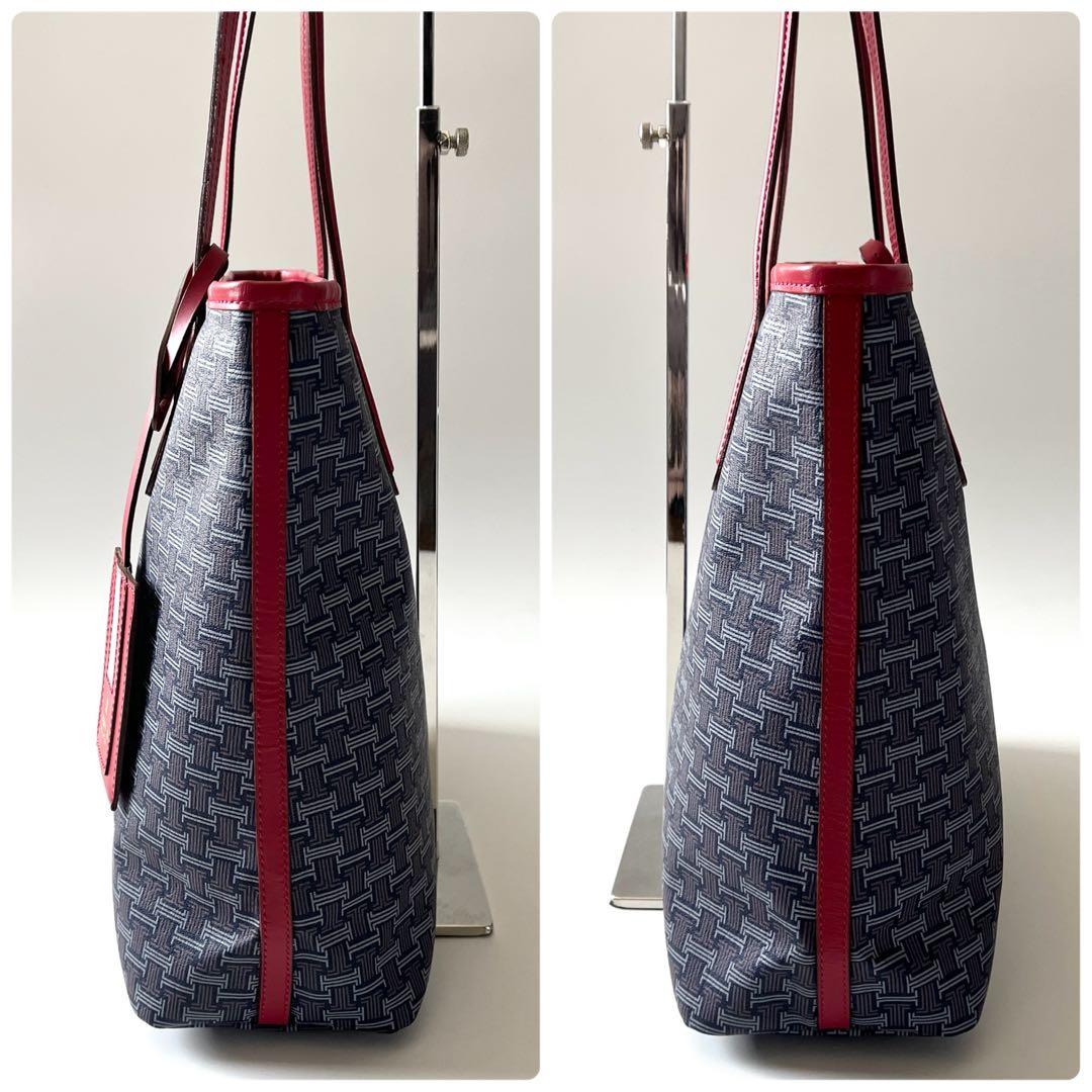 ランバンコレクション　トートバッグ　フェリア　PVC　レザー　ネイビー　レッド