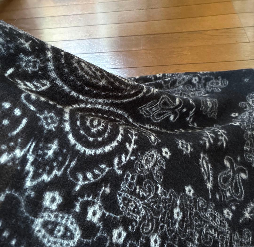 manipuriマニプリ★ウール　ペイズリー　ストール　ショール　大判　黒