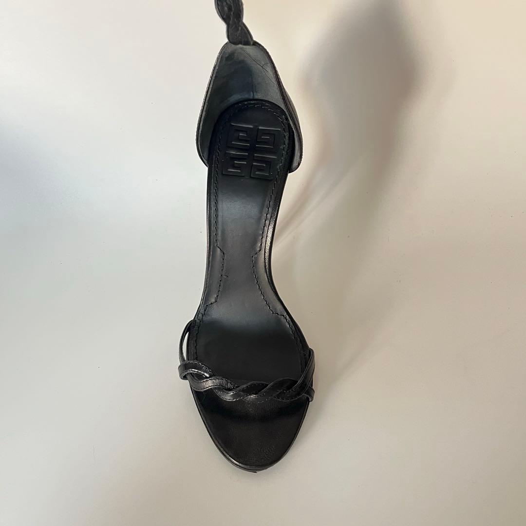 美品　GIVENCHY フェザー　羽毛　ハイヒール　アンクルストラップ　サンダル