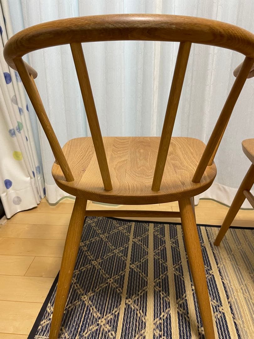 無印良品　オーク材 アームチェア 丸脚 2脚