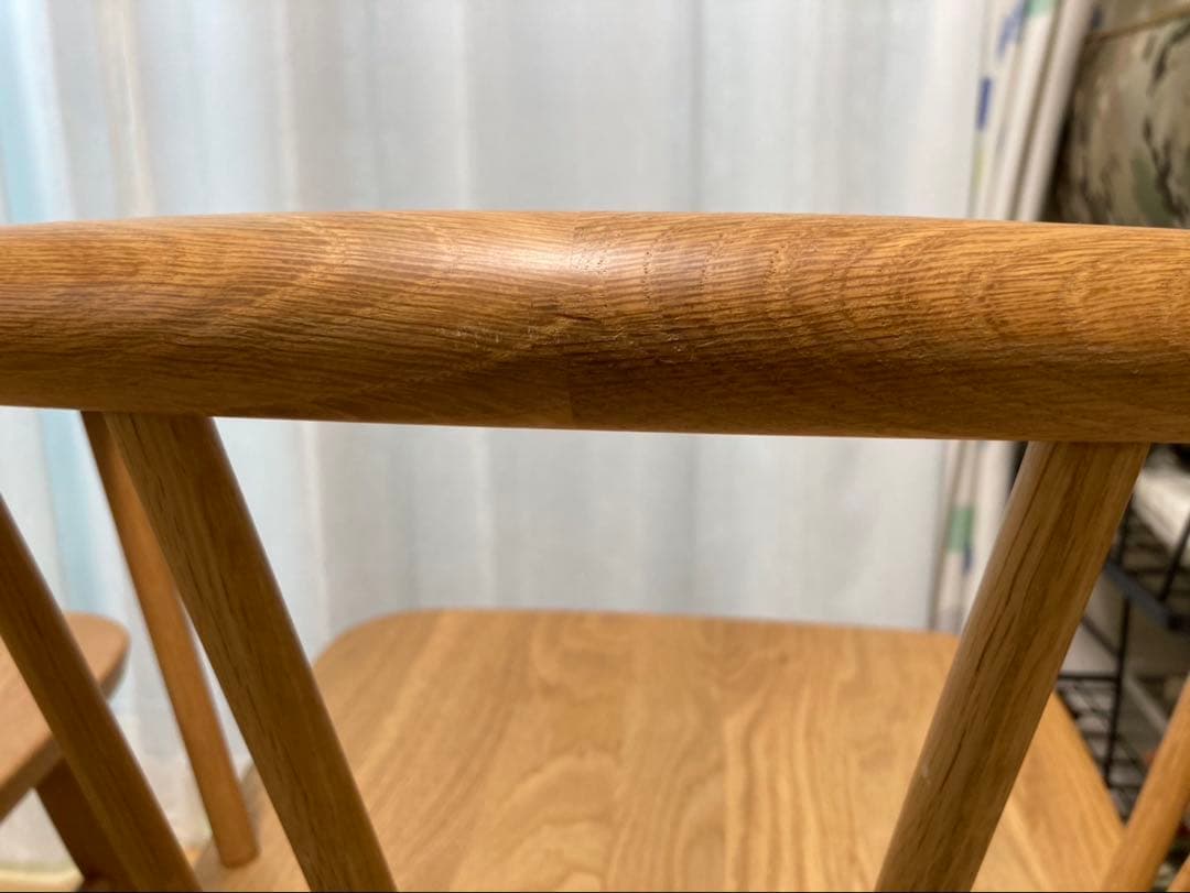 無印良品　オーク材 アームチェア 丸脚 2脚