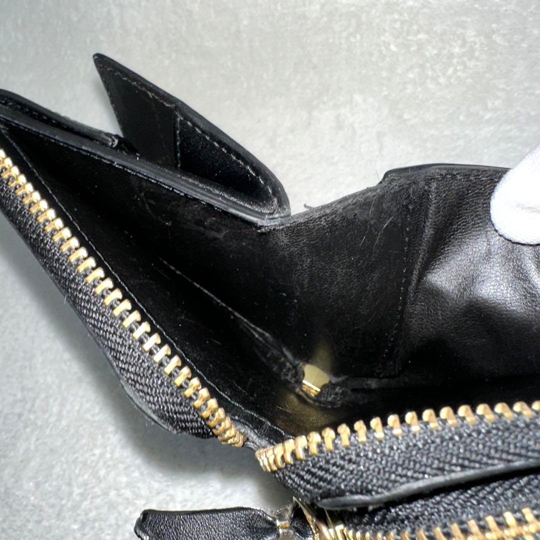 コムデギャルソン ウォレット アウトサイドポケット ラウンドファスナー 黒 本革