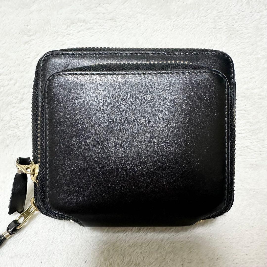 コムデギャルソン ウォレット アウトサイドポケット ラウンドファスナー 黒 本革