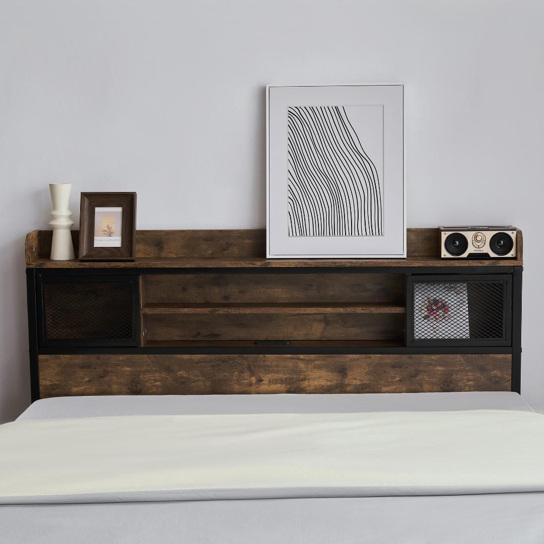 赤字価格！！【D・ダブル】 ベッドフレーム コンセント付き 宮付き　オシャレ