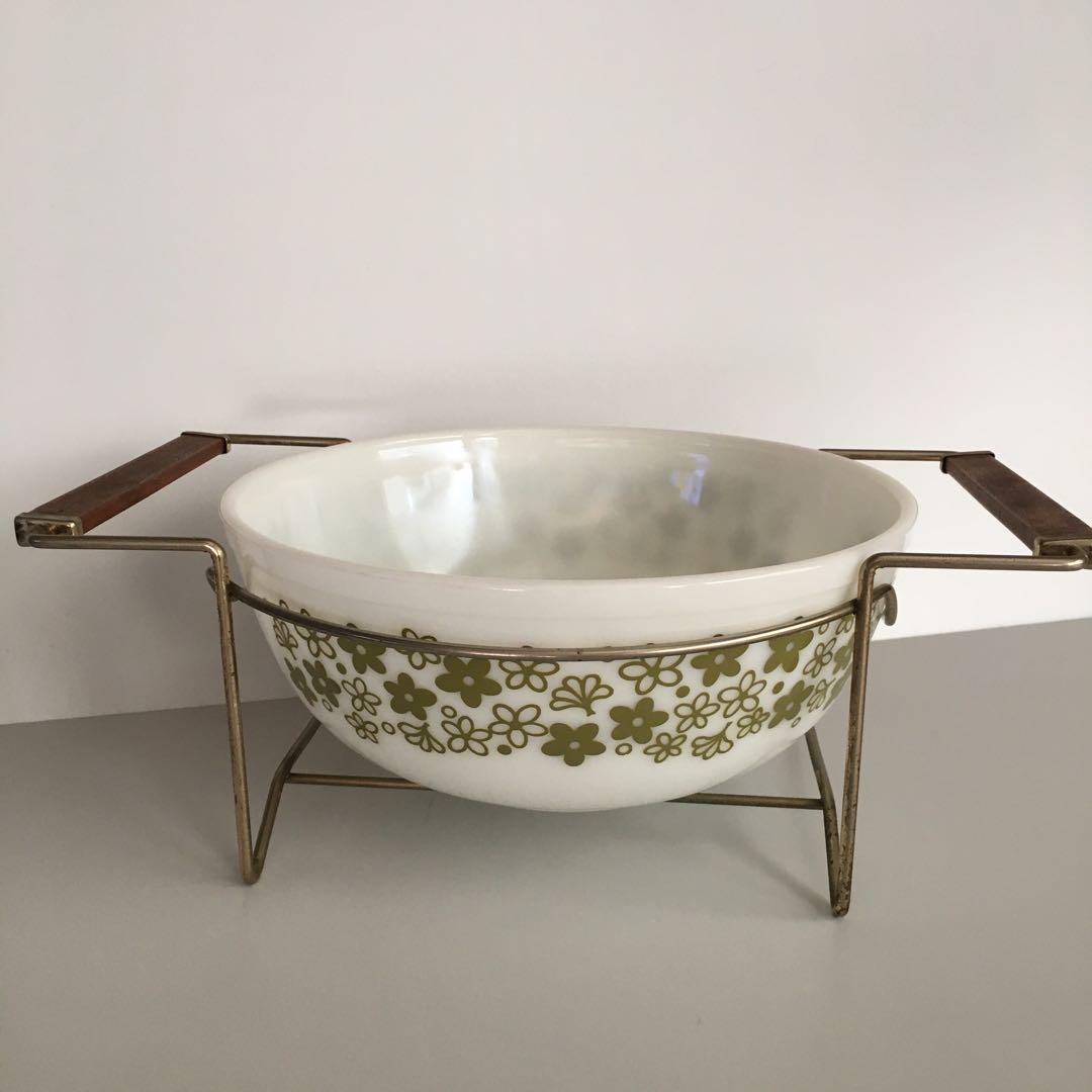 オールドパイレックス　ミキシングボウル　クレイジーデイジー　ハンドルラック付き