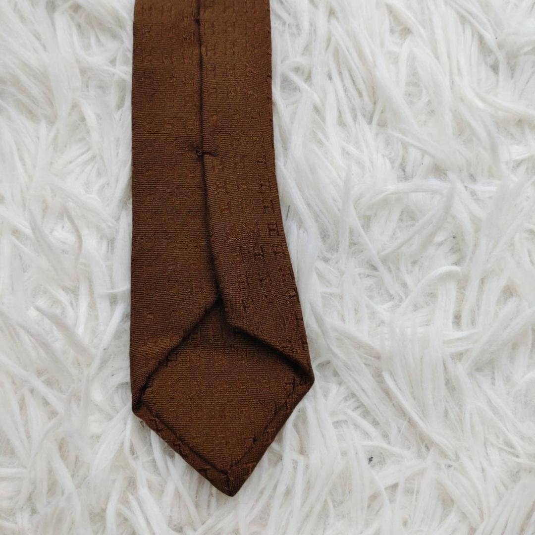 エルメス 高級シルクネクタイ ファソネ柄 ダークブラウン
