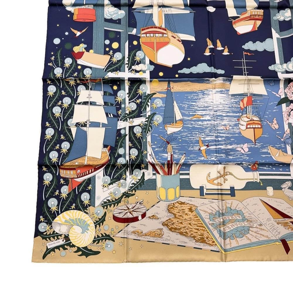 ◇エルメス◇エスプリの旅立ち/スカーフ/カレ 90/シルク/タグ付/希少品/レア