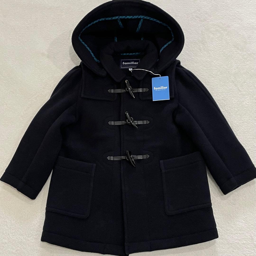 定価約6.4万円 未使用 ファミリア　ダッフルコート　現行　フード取り外し可　紺