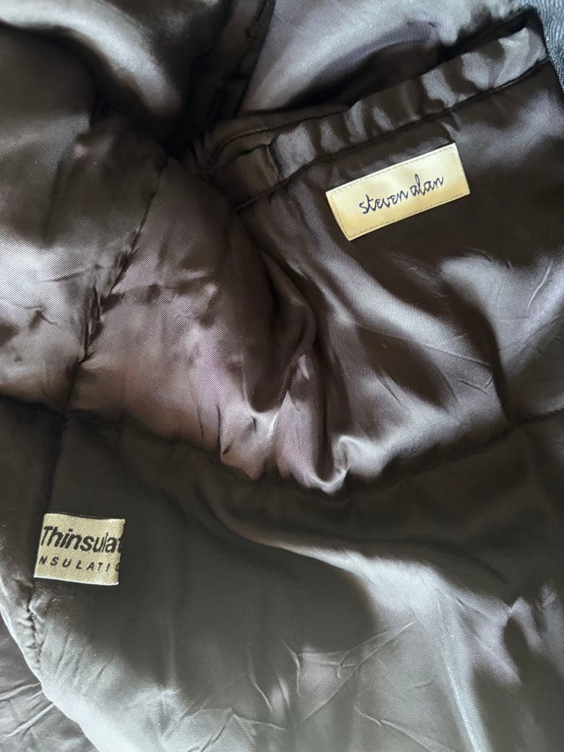 値下 古着 スティーブンアラン コーデュロイ襟 ステンカラーコート　黒