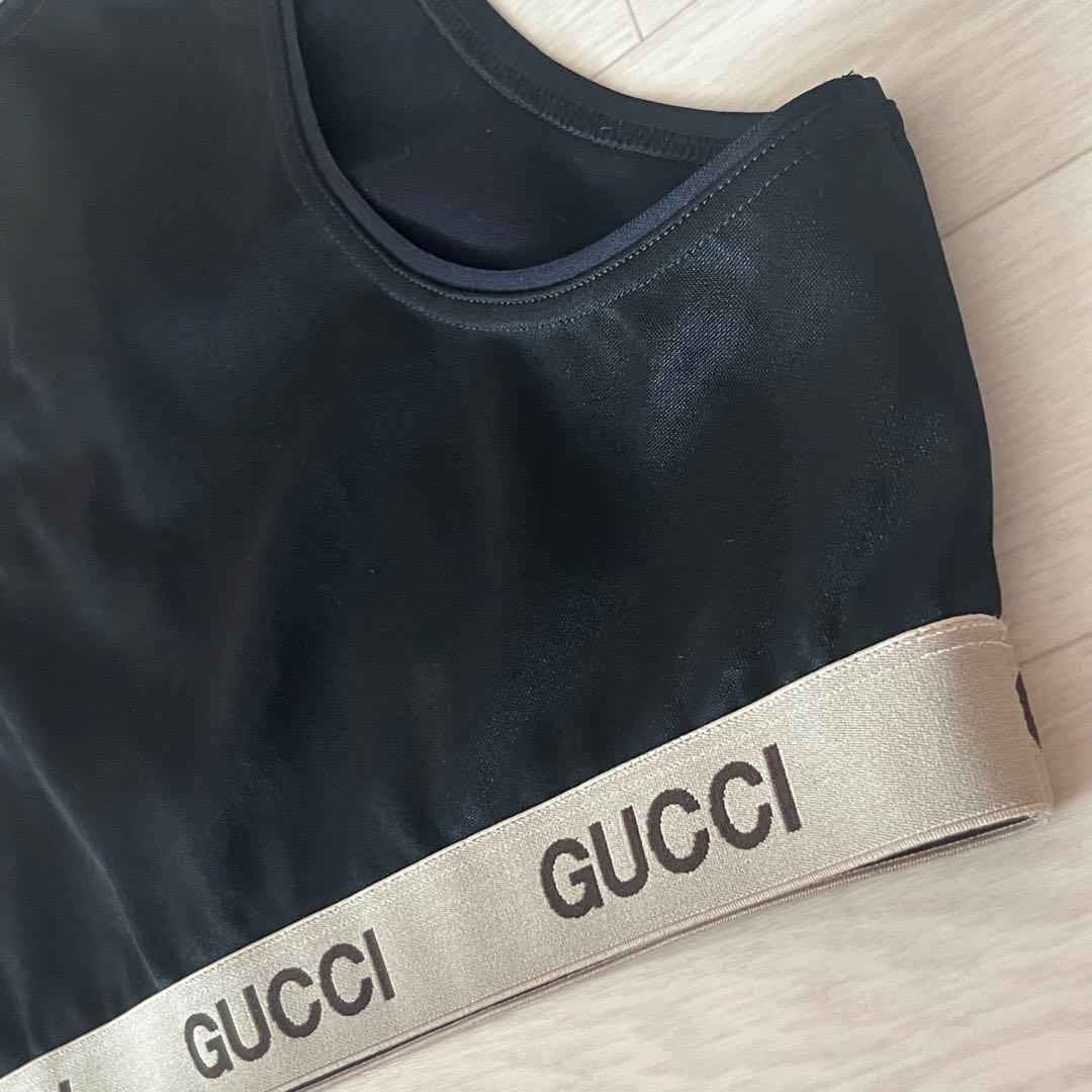美品 GUCCI ×ノースフェイス スリーブレストップ Lサイズ レディース 黒
