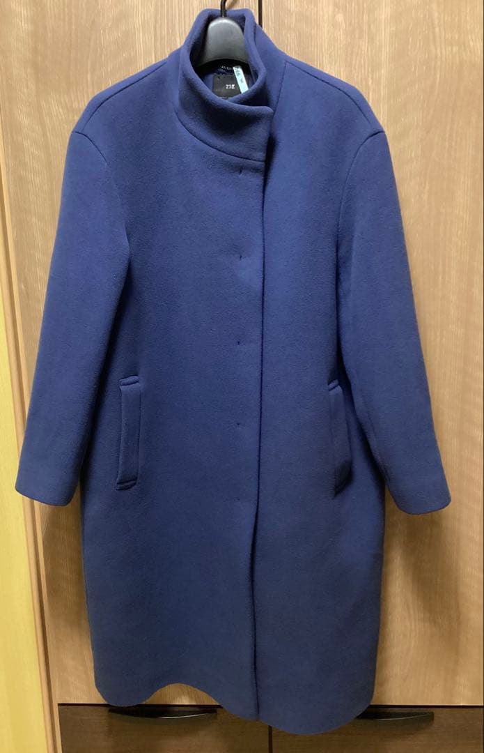 23区　【中村アンさん着用】ダブルクロスベロアスタンドカラーコート　インクブルー