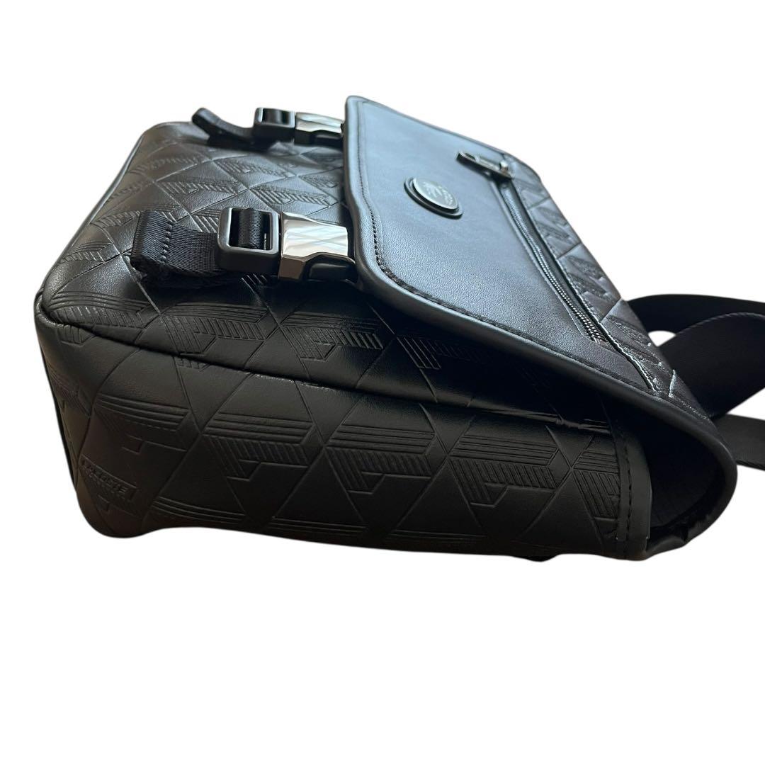 [未使用]ラコステ モノグラム メッセンジャー ショルダーバッグ ブラック