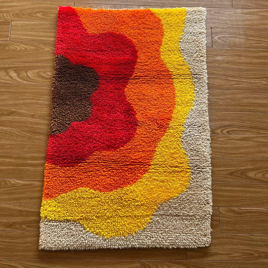 vintage スペースエイジ　フラワーラグ