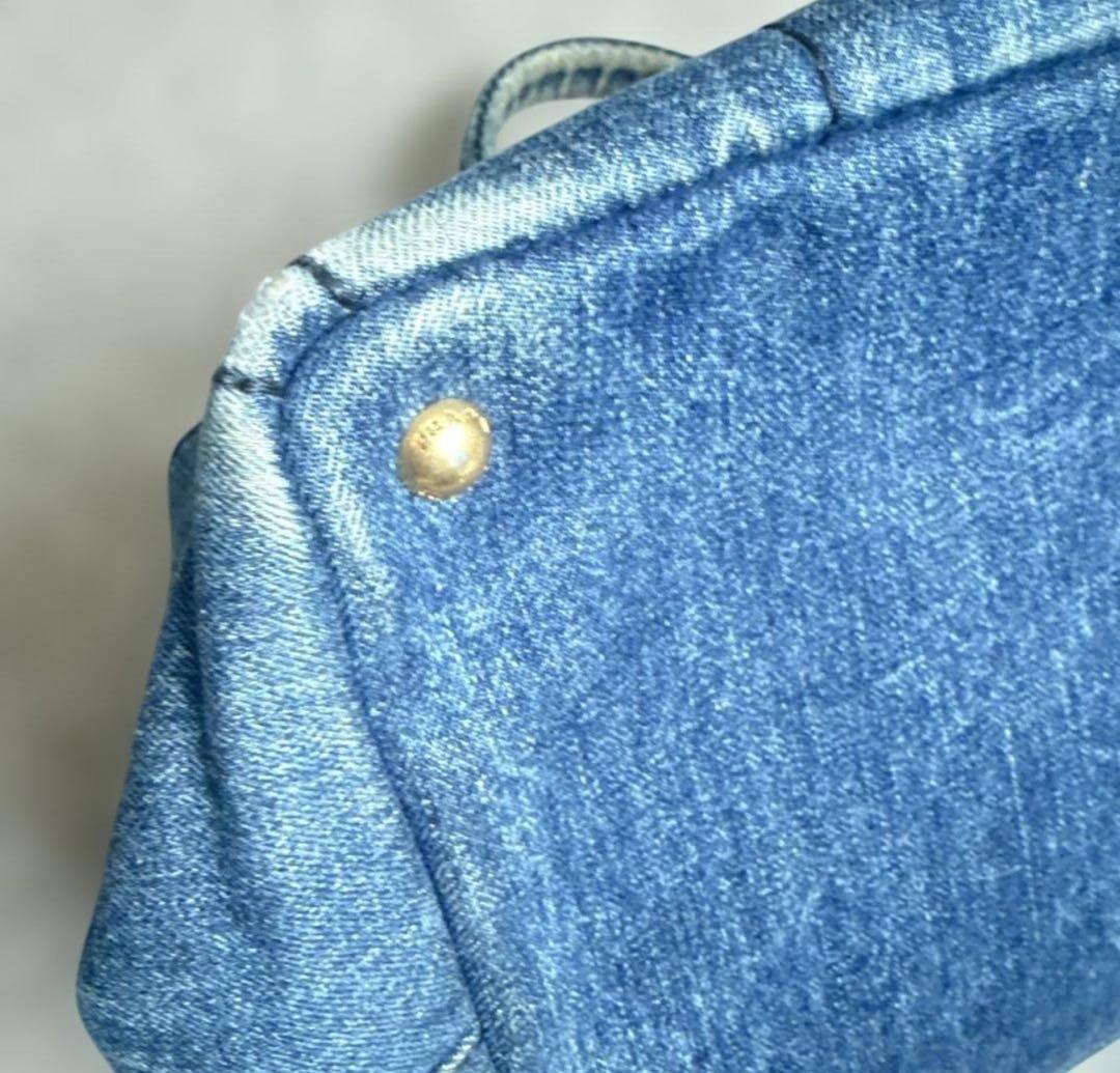 本日お値下げ中❣️PRADA デニム カナパバッグショルダー付❣️角ハンドル破れ無し