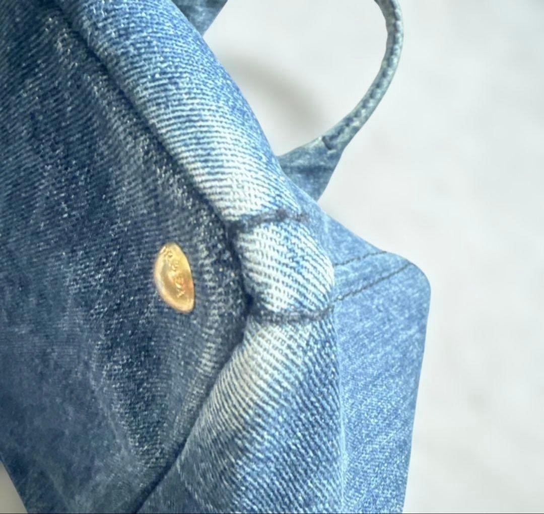 本日お値下げ中❣️PRADA デニム カナパバッグショルダー付❣️角ハンドル破れ無し