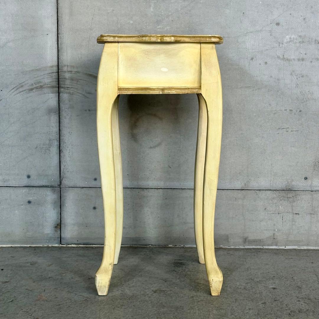 イタリア製 サイドテーブル 猫脚 ローズ ハンドペイント アンティーク シャビー