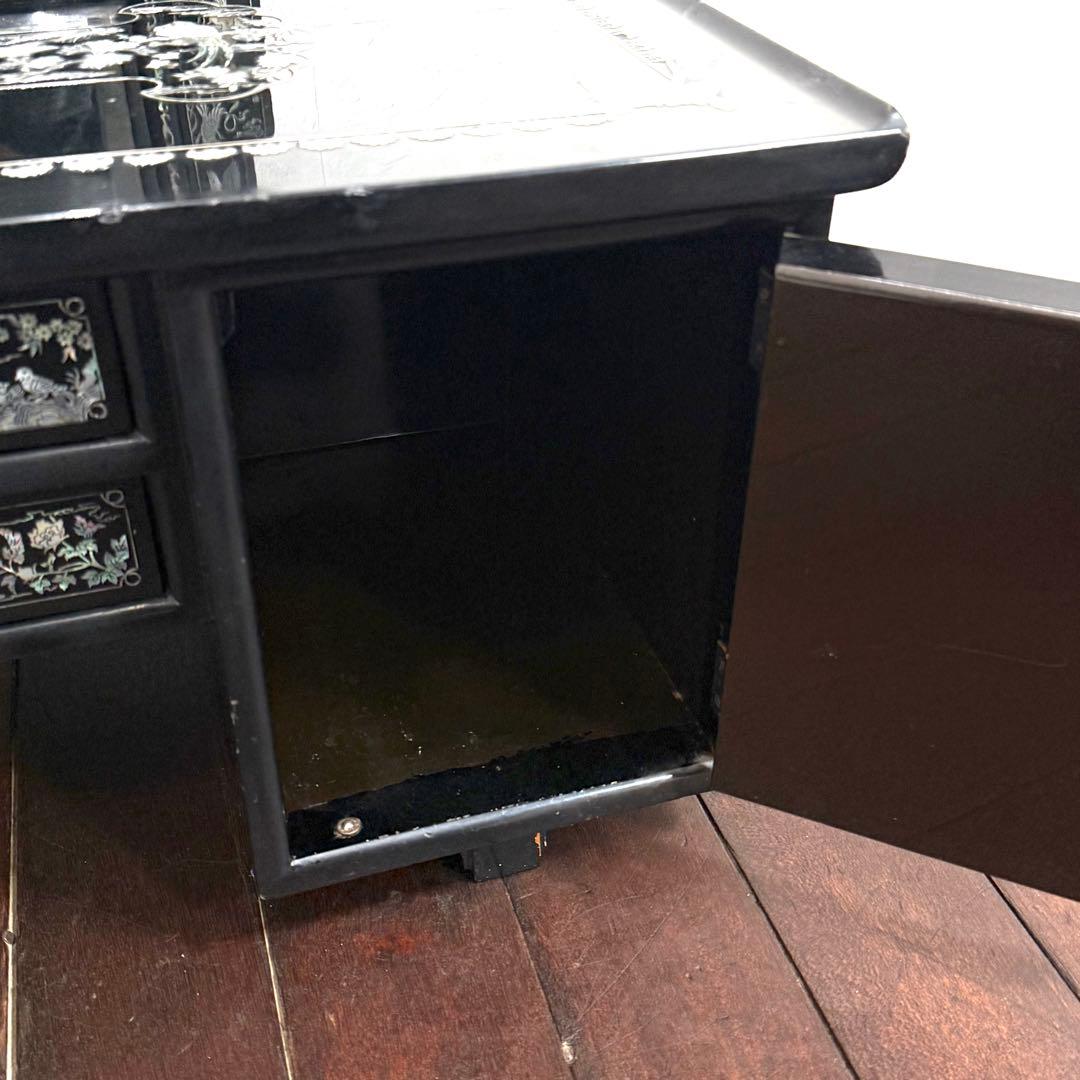 H21K68a 螺鈿細工 ラデン 黒漆塗り ドレッサー