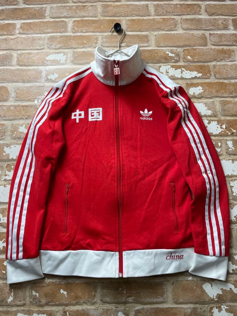 90s adidas アディダス　トラックジャケット　アーカイブ　中国　赤　刺繍