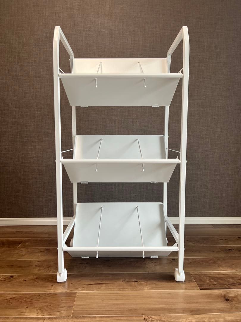 ホワイト 3段 ファイルワゴン キャスター付き