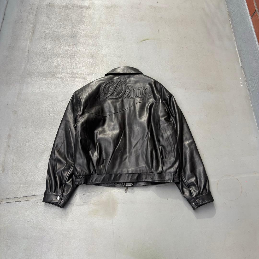 Dime Debossed Wavy Jacket レザージャケット　黒色　ロゴ