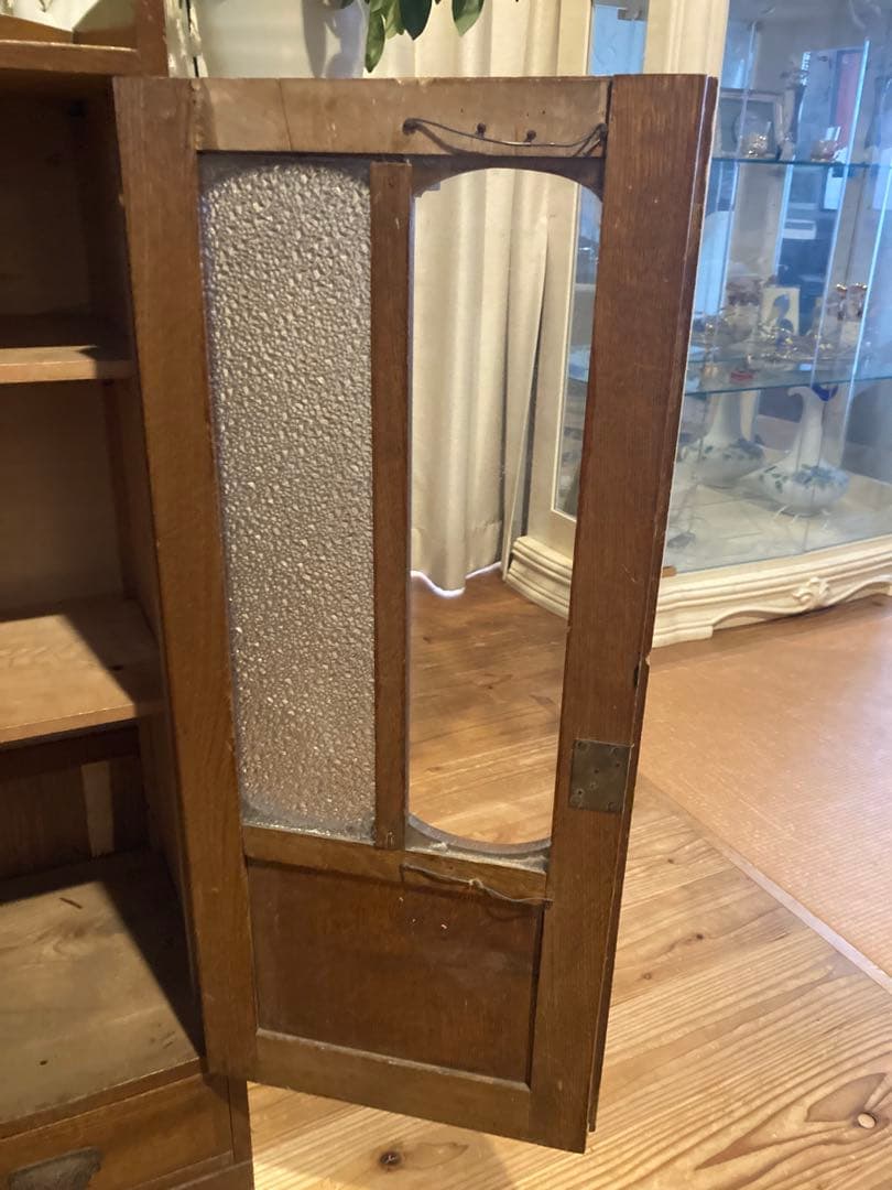 昭和レトロ　ガラスキャビネット　本棚
