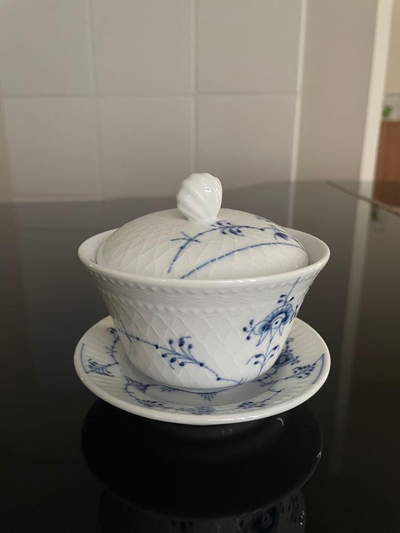 【新品】ロイヤルコペンハーゲン　ブルーパルメッテ 蓋つきカップ2客