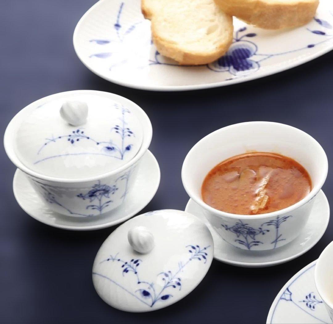 【新品】ロイヤルコペンハーゲン　ブルーパルメッテ 蓋つきカップ2客