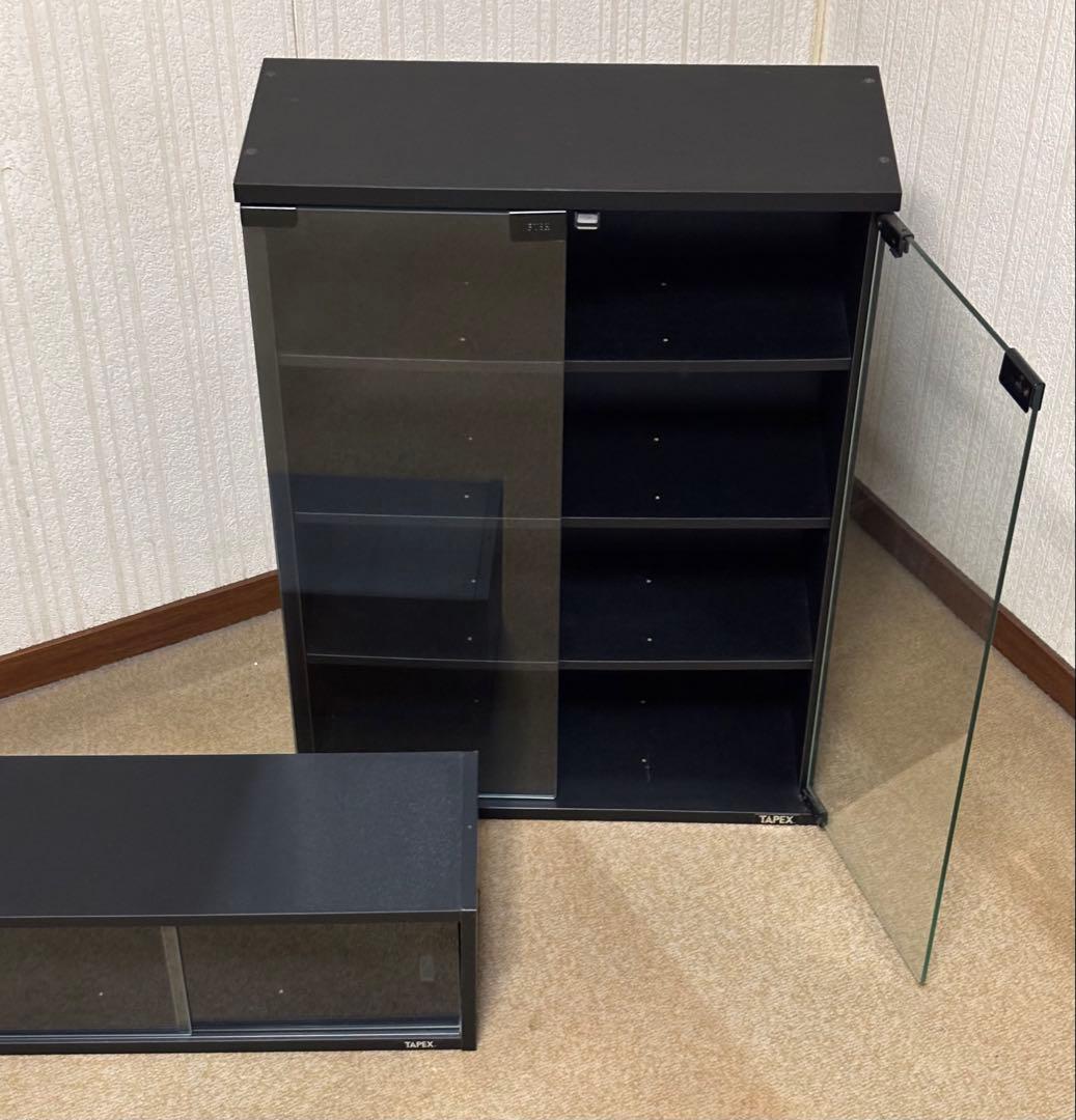 2個セット　TAPEX CD ラック　ブラック キャビネット 上部付き