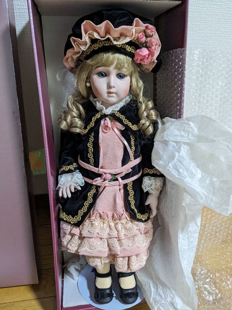 ロングフェイスジュモー　アンリ　ドール　人形　青目　アンリドール　ドレス　金髪