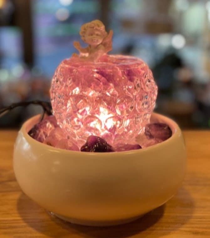 天使とアメジストのクリスタルファウンテンのセット