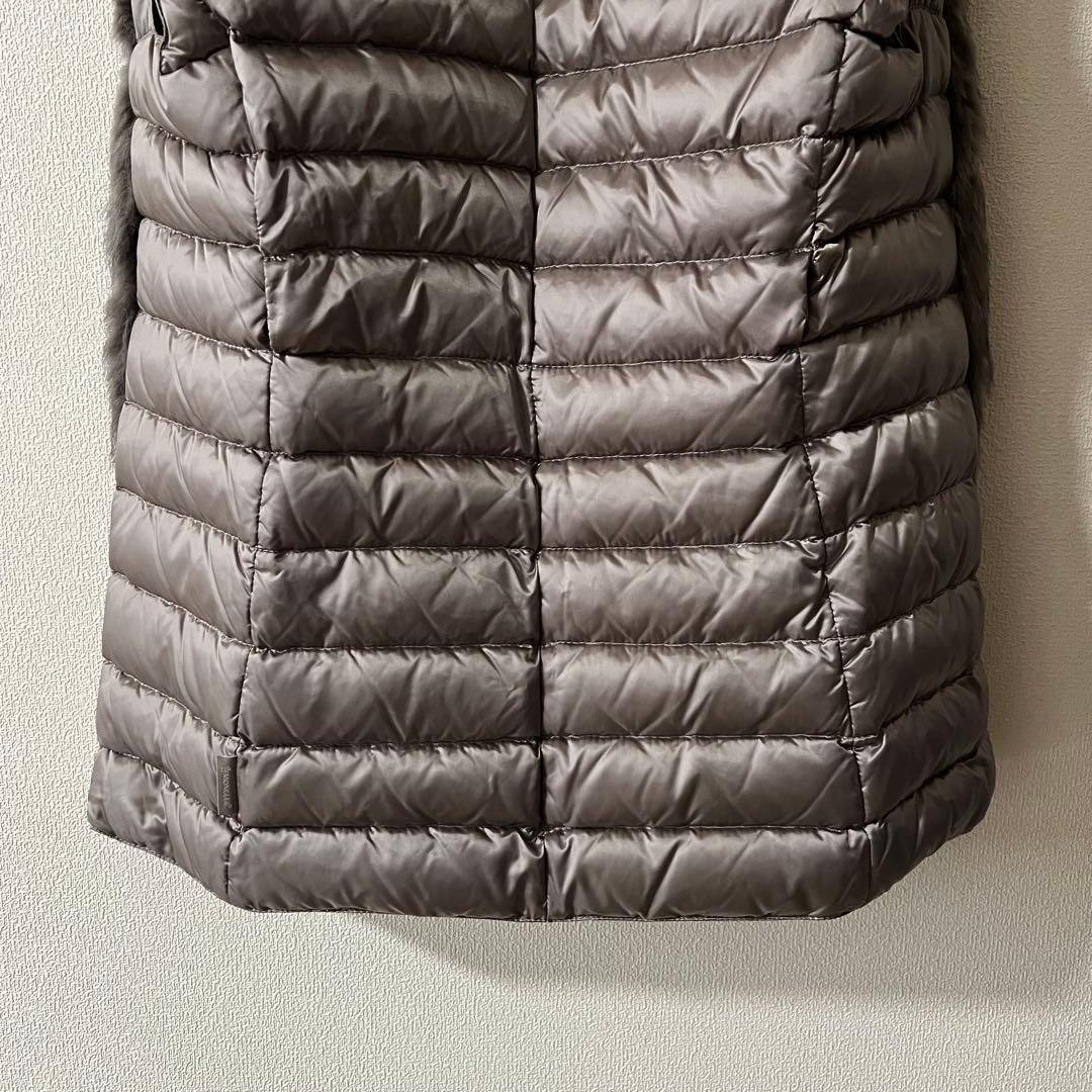 モンクレール 2way ダウンジャケット ベストジレ ラビットファー グレージュ
