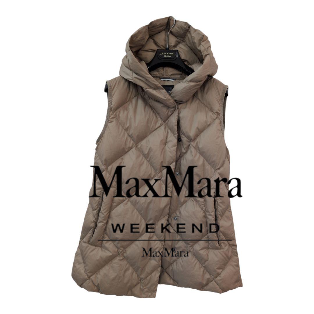 マックスマーラ MaxMara IT40 ベージュ　フード付きダウンベスト