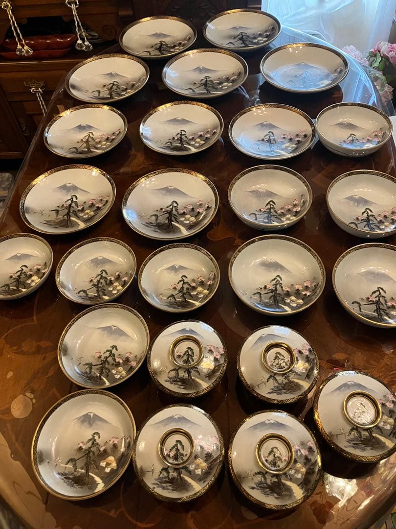 最高級　九谷焼8種5客用フルセット　金彩　縁起　　古九谷　お膳