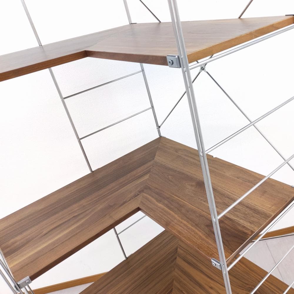 無印良品 ステンレスユニットシェルフ コーナータイプ ウォールナット材 特大5段