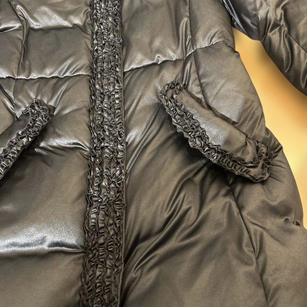 インゲボルグ　黒ロングダウンコート フリル付き　超美品　希少品