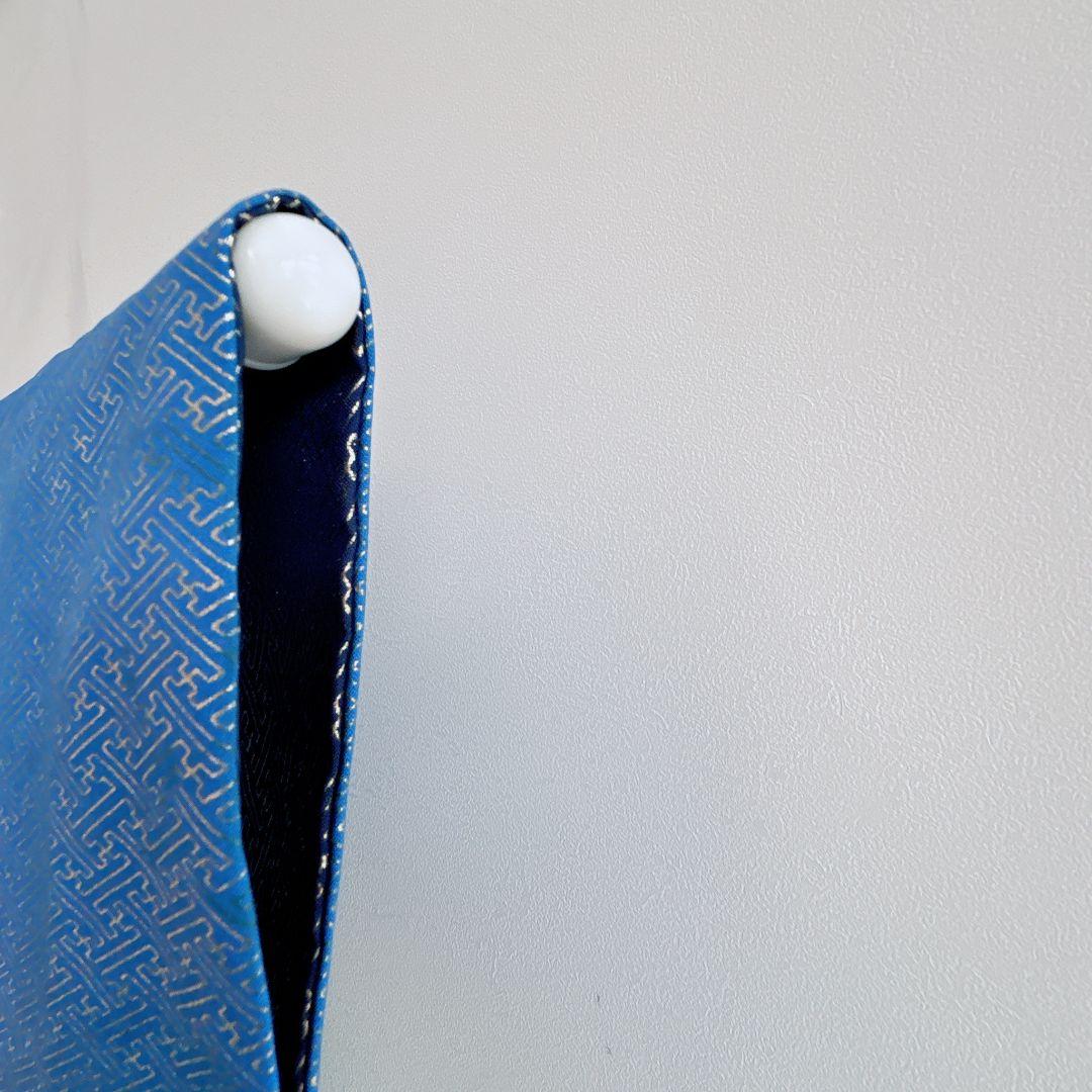 七五三　５歳男の子　羽織はかま袴　青系　鷹松紗綾形　ゴールド系　7275