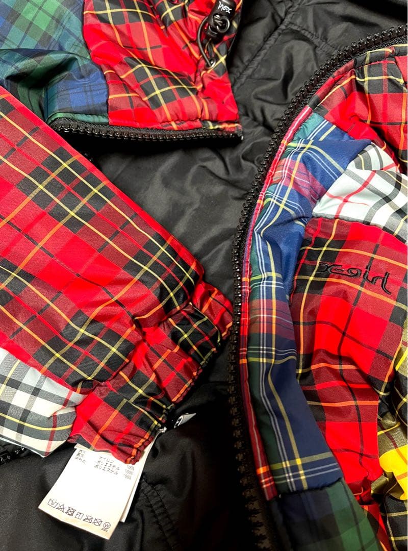 X-girl クレイジータータンチェックダウンジャケット 大きいサイズ 個性的