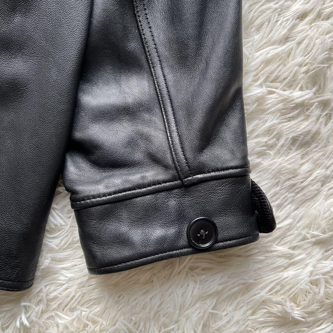 人気✨BEAMS シープスキン　レザージャケット　カーコート　本革　ブラック　M