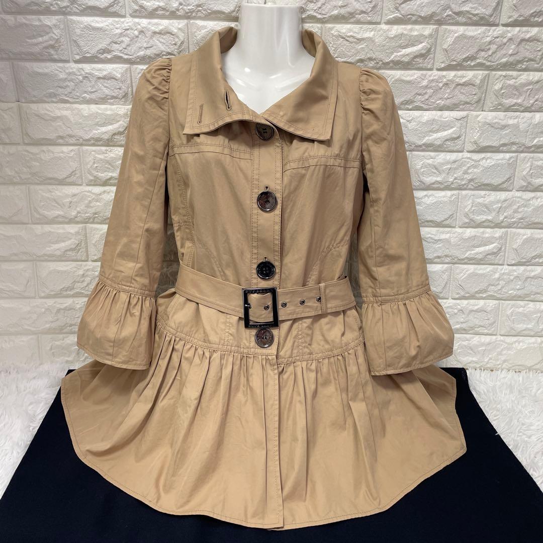 BURBERRY.BLUELABEL/バーバリー、七分袖、フリルトレンチコート