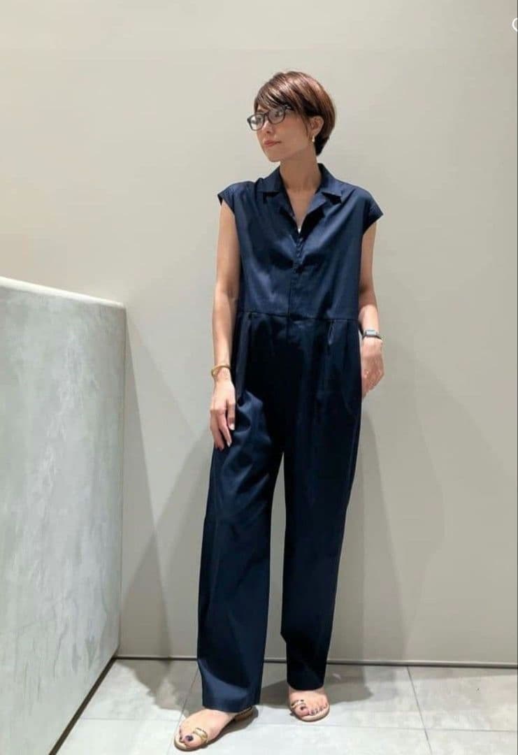 coa conte オープンカラー オールインワン ネイビー